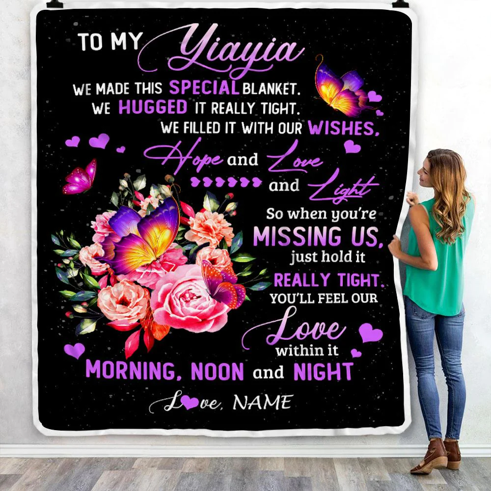 Personalized Yiayia Blanket From Grandkids Granddaughter We Made This Special Blanket Flower Yiayia Birthday Mothers Day Christmas Customized Fleece Blanket