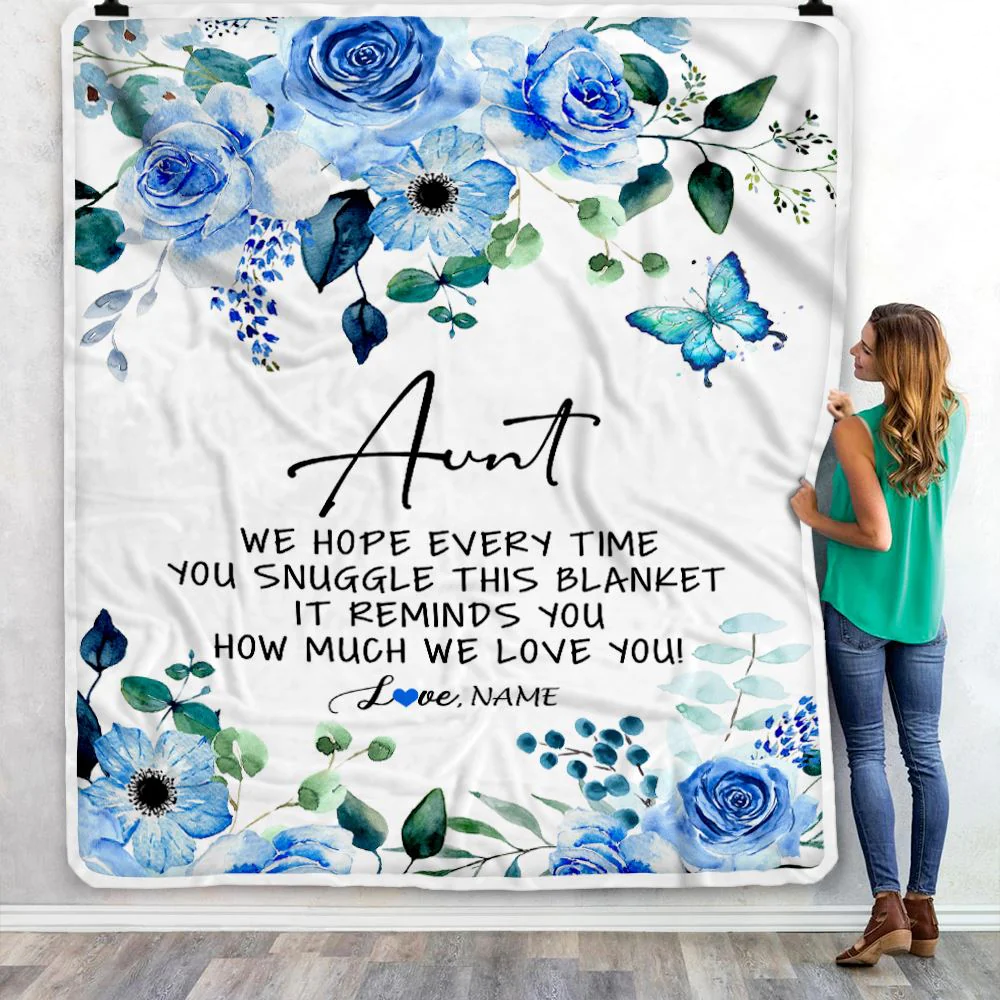 Personalized To My Aunt Blanket From Niece Nephew Floral How Much We Love You Aunt Birthday Mothers Day Christmas Customized Fleece Throw Blanket