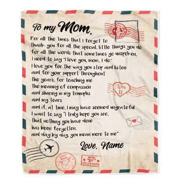 Personalized To My Mom Blanket From Daughter Son Love Letter Mail to Mom Birthday Mothers Day Christmas Customized Fleece Blanket