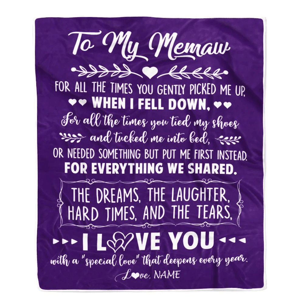 Personalized To My Memaw Blanket From Grandkids I Love You With A Special Love Memaw Birthday Mothers Day Christmas Customized Fleece Throw Blanket