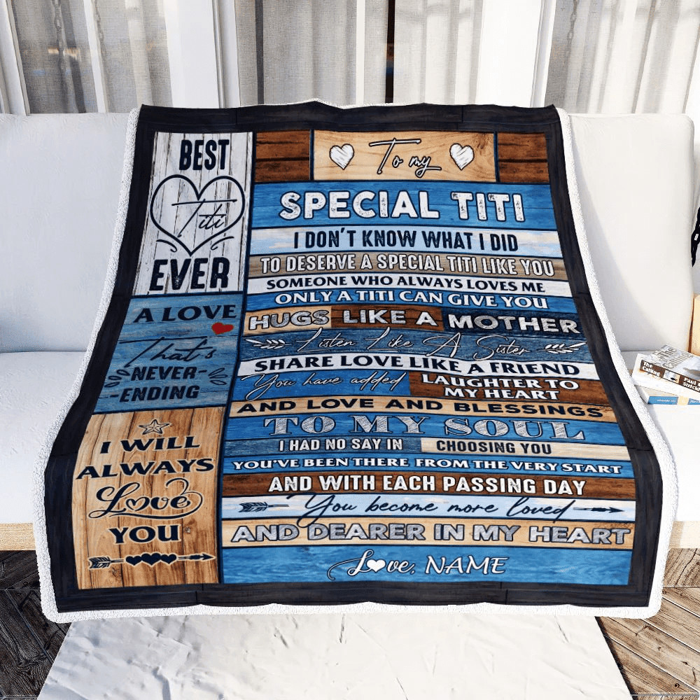 Personalized To My Special Titi Blanket From Niece Nephew Wood Letter Best Titi Ever Birthday Mothers Day Christmas Thanksgiving Customized Fleece Blanket
