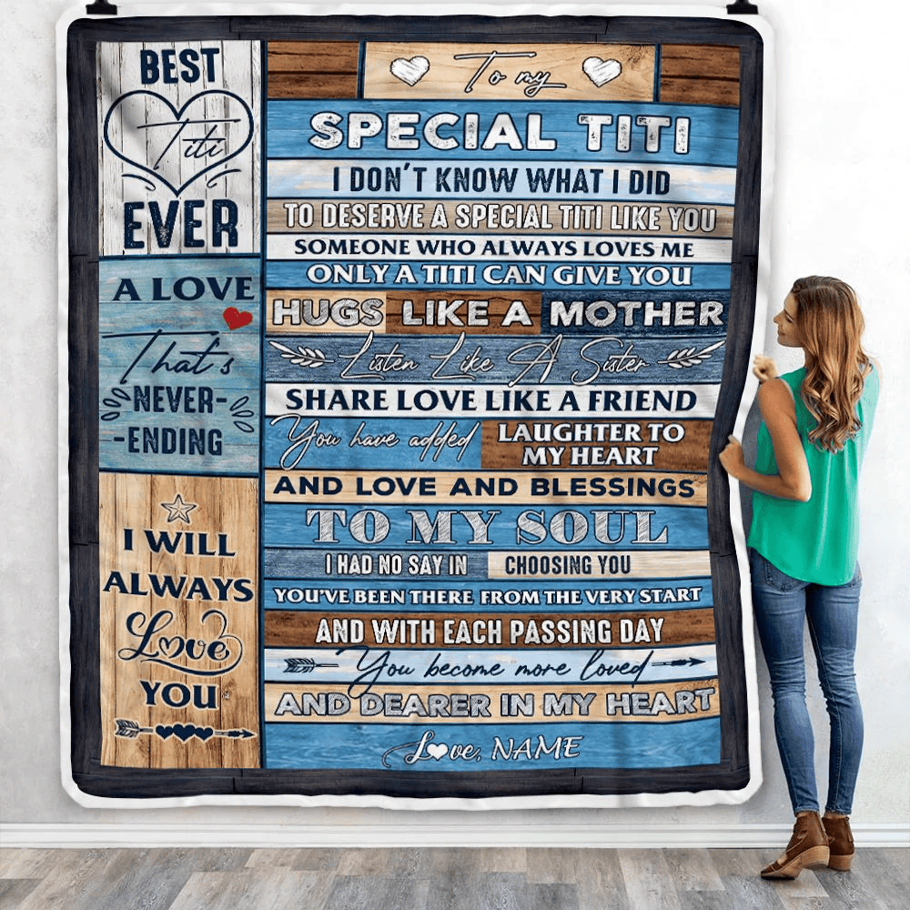 Personalized To My Special Titi Blanket From Niece Nephew Wood Letter Best Titi Ever Birthday Mothers Day Christmas Thanksgiving Customized Fleece Blanket