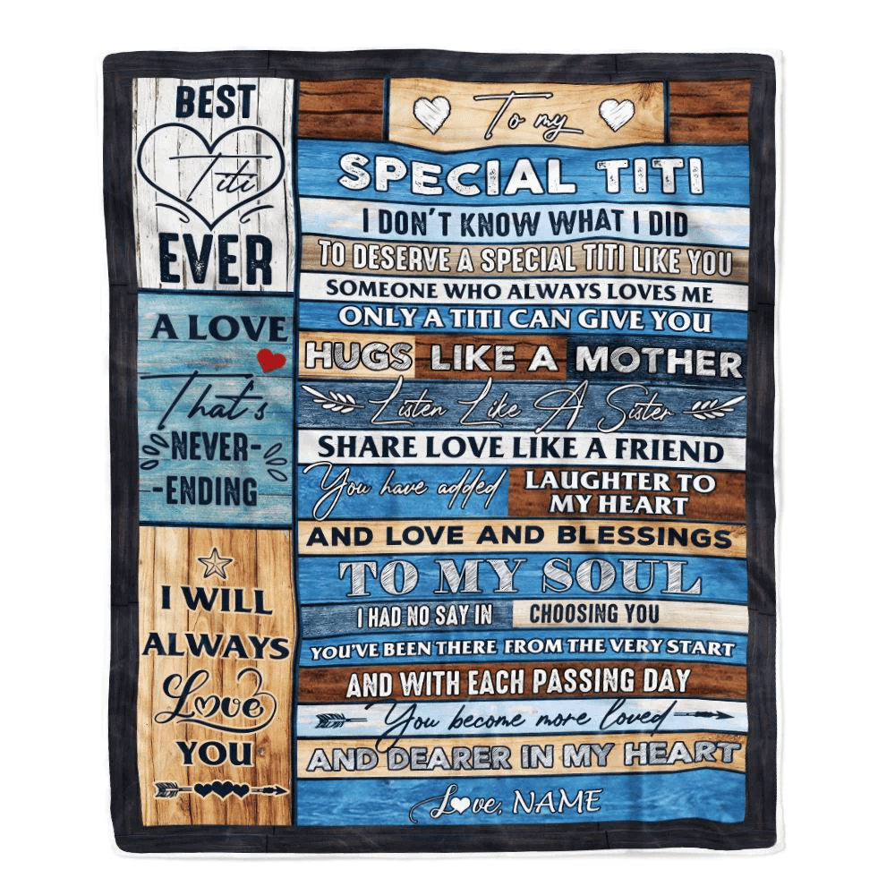 Personalized To My Special Titi Blanket From Niece Nephew Wood Letter Best Titi Ever Birthday Mothers Day Christmas Thanksgiving Customized Fleece Blanket