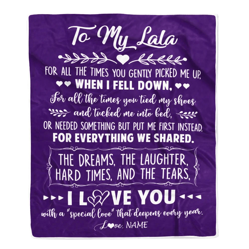 Personalized To My Lala Blanket From Grandkids I Love You With A Special Love Mamaw Birthday Mothers Day Christmas Customized Fleece Throw Blanket