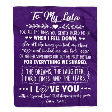 Personalized To My Lala Blanket From Grandkids I Love You With A Special Love Mamaw Birthday Mothers Day Christmas Customized Fleece Throw Blanket