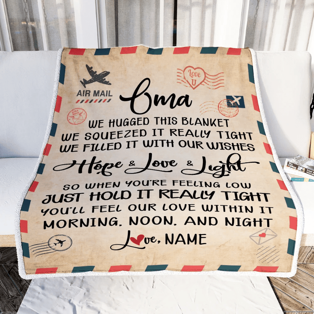 Personalized Oma Blanket From Grandkids We Hugged This Blanket Mail Letter Oma Birthday Mothers Day Christmas Customized Fleece Blanket