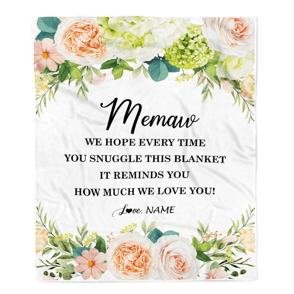 Personalized To My Memaw Blanket From Grandkids How Much We Love You Flower Memaw Birthday Mothers Day Christmas Customized Fleece Throw Blanket