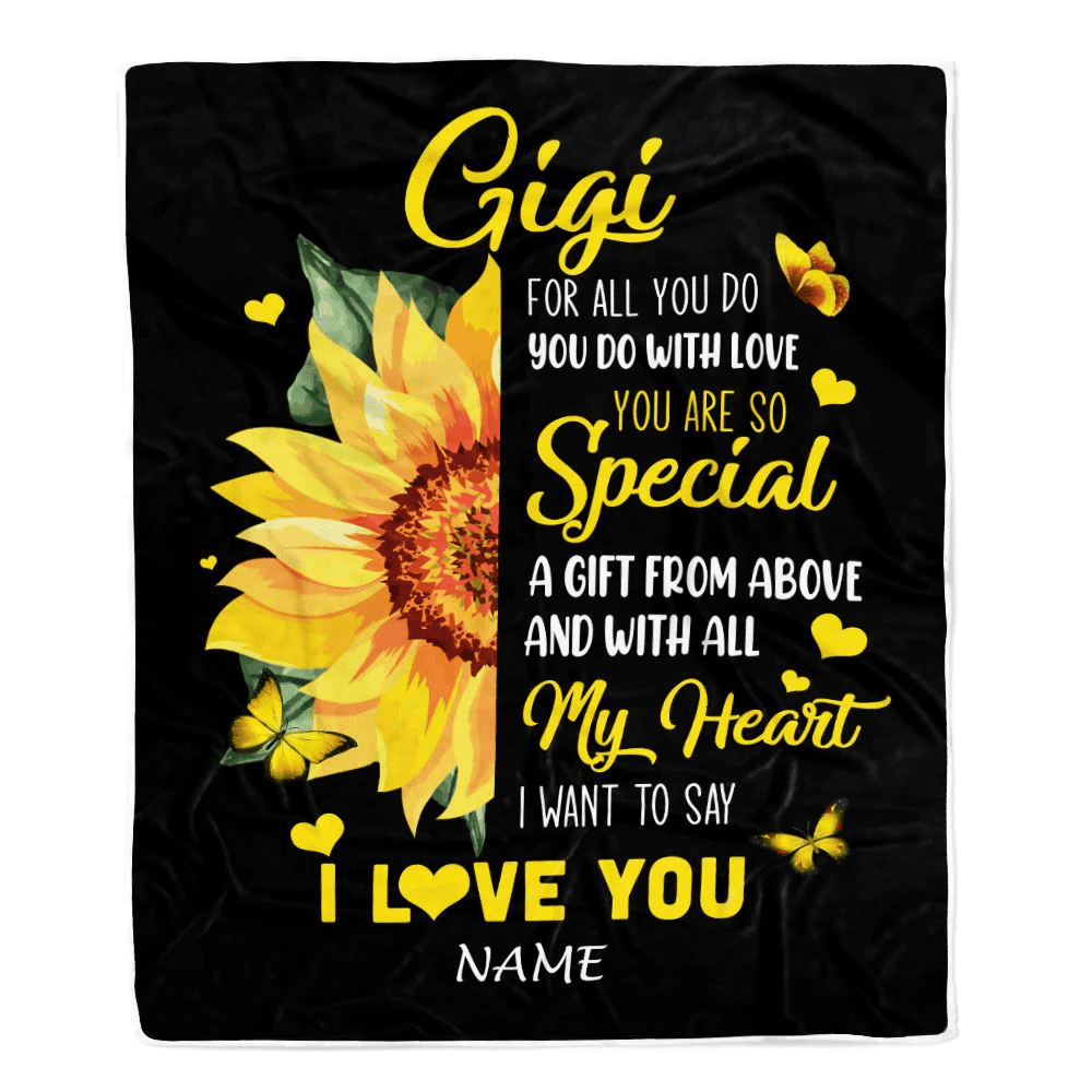 Personalized To My Gigi Blanket From Grandkids Granddaughter I Want To Say I Love You Sunfower Gigi Birthday Mothers Day Christmas Customized Fleece Blanket
