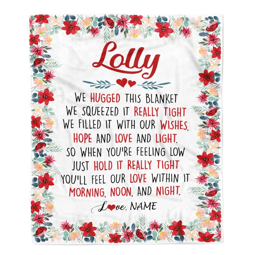 Personalized Lolly Blanket From Grandkids Grandson Granddaughter We Hugged This Blanket Lolly Birthday Mothers Day Christmas Customized Fleece Throw Blanket