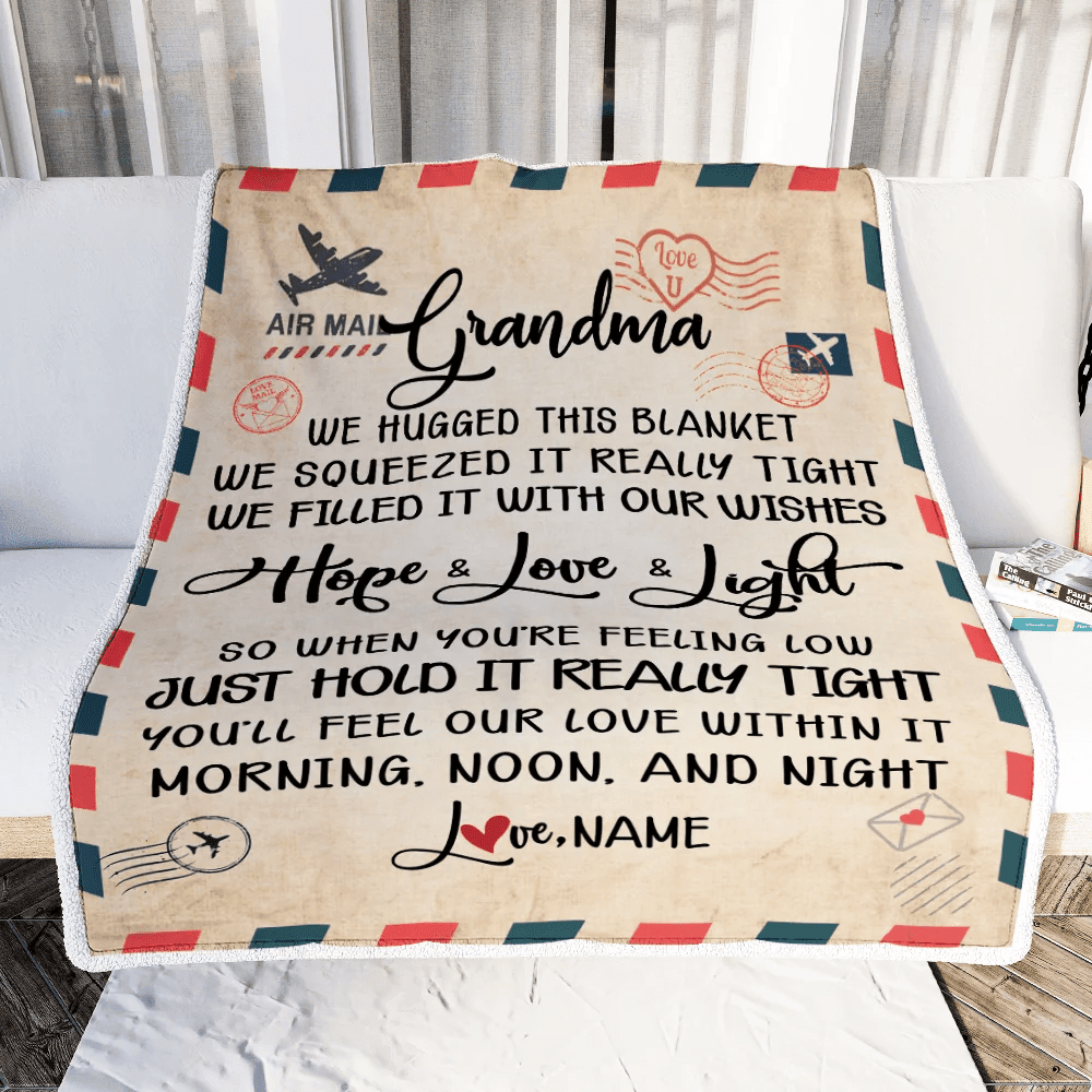 Personalized Grandma Blanket From Grandkids We Hugged This Blanket Mail Letter Grandma Birthday Mothers Day Christmas Customized Fleece Blanket