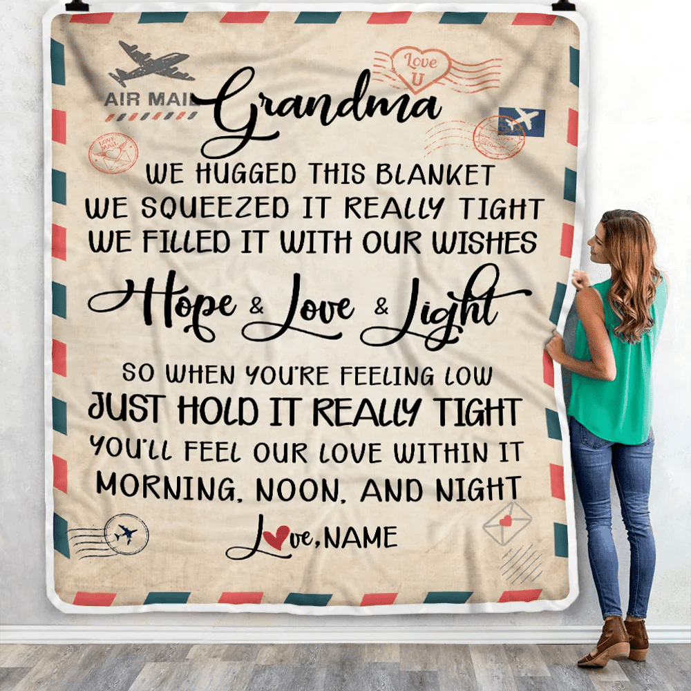 Personalized Grandma Blanket From Grandkids We Hugged This Blanket Mail Letter Grandma Birthday Mothers Day Christmas Customized Fleece Blanket