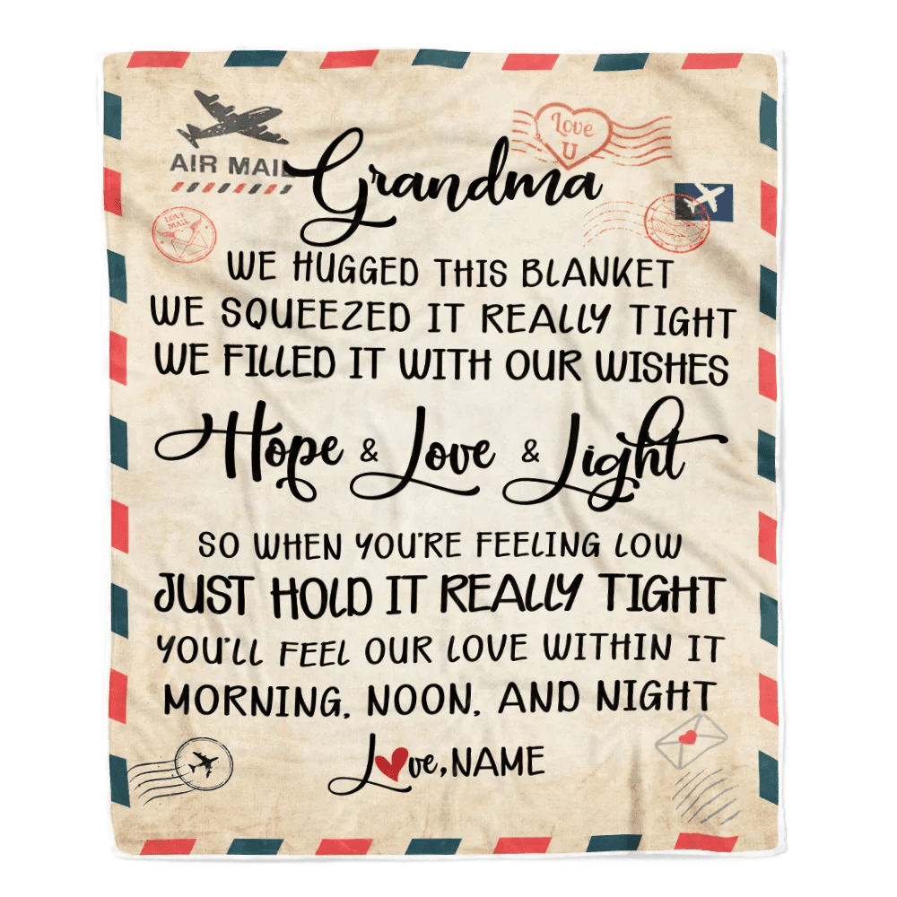 Personalized Grandma Blanket From Grandkids We Hugged This Blanket Mail Letter Grandma Birthday Mothers Day Christmas Customized Fleece Blanket