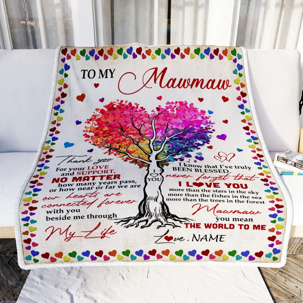 Personalized To My MawMaw Blanket From Grandkids Never Forget That I Love You You Mean The World to Me MawMaw Birthday Mothers Day Christmas Fleece Blanket