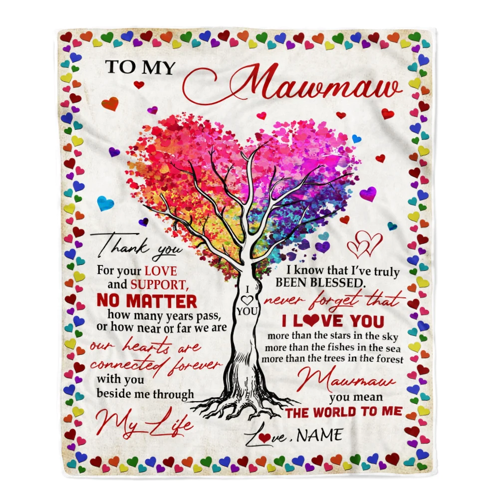 Personalized To My MawMaw Blanket From Grandkids Never Forget That I Love You You Mean The World to Me MawMaw Birthday Mothers Day Christmas Fleece Blanket