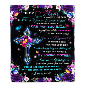 Personalized To My Mom Blanket From Daughter Letter Love You Cross Christian Mom Birthday Mothers Day Thanksgiving Christmas Customized Fleece Blanket