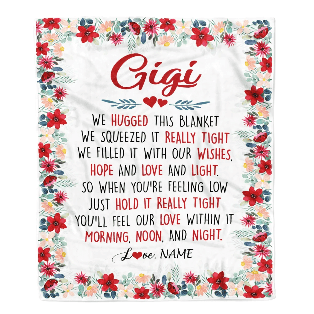 Personalized Gigi Blanket From Grandkids Grandson Granddaughter We Hugged This Blanket Gigi Birthday Mothers Day Christmas Customized Fleece Throw Blanket