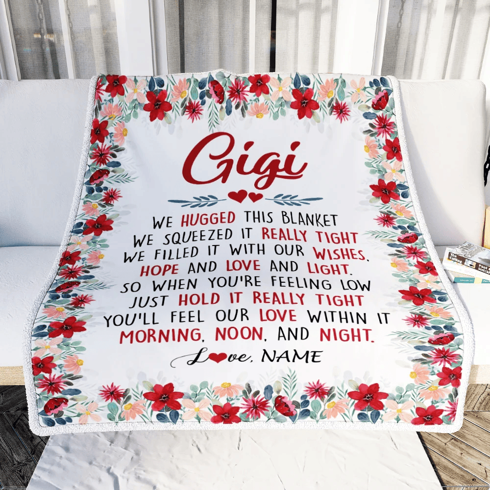 Personalized Gigi Blanket From Grandkids Grandson Granddaughter We Hugged This Blanket Gigi Birthday Mothers Day Christmas Customized Fleece Throw Blanket