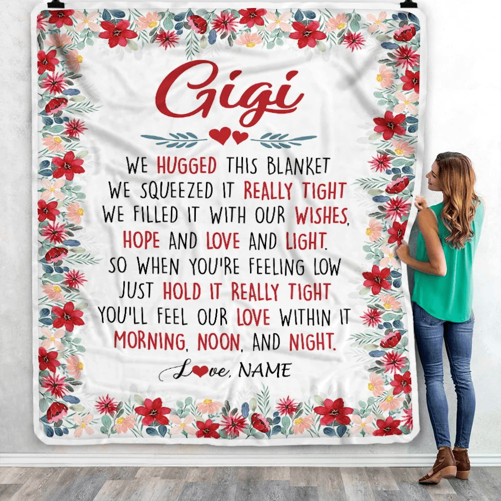 Personalized Gigi Blanket From Grandkids Grandson Granddaughter We Hugged This Blanket Gigi Birthday Mothers Day Christmas Customized Fleece Throw Blanket