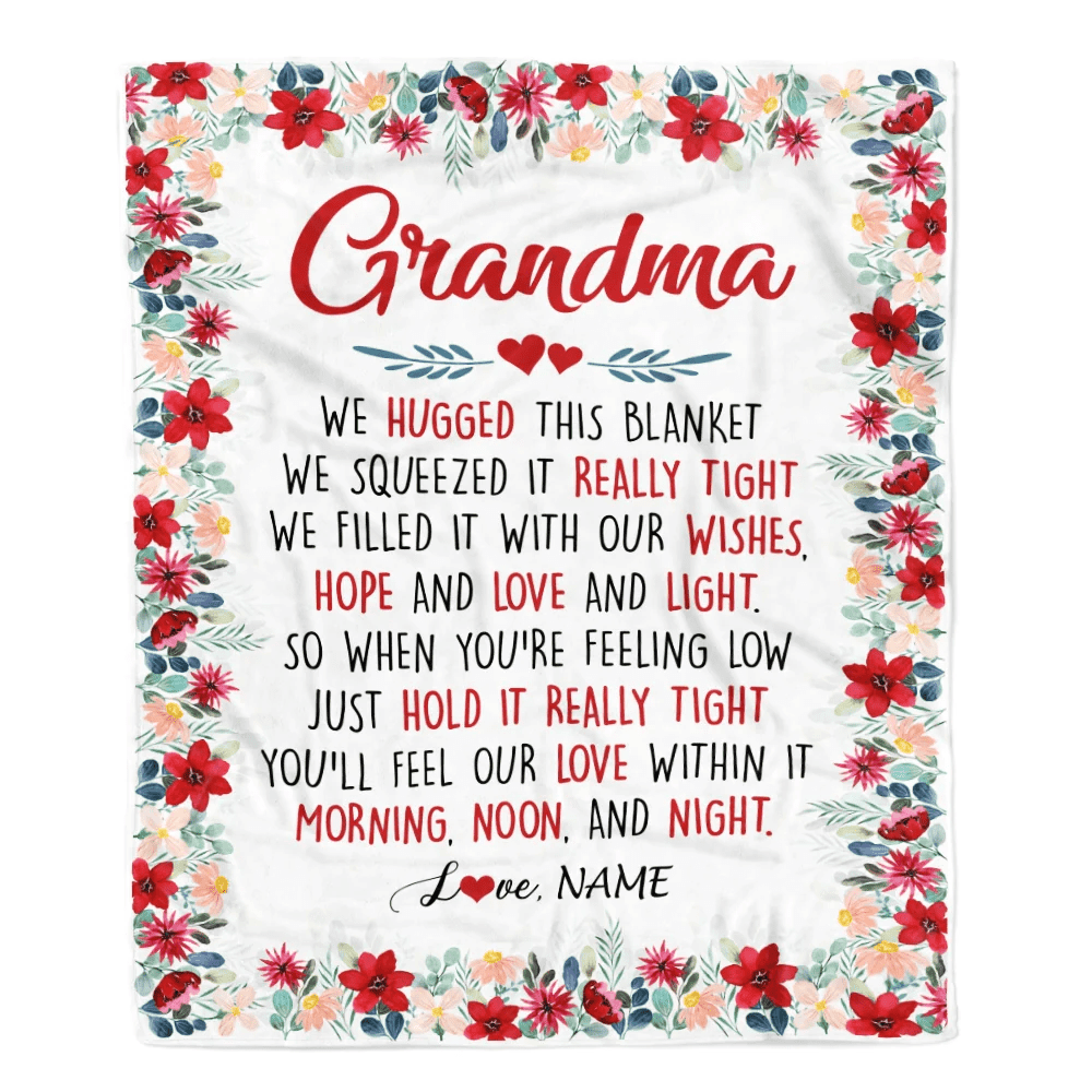 Personalized Grandma Blanket From Grandkids Grandson Granddaughter We Hugged This Blanket Grandma Birthday Mothers Day Christmas Customized Fleece Blanket