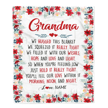 Personalized Grandma Blanket From Grandkids Grandson Granddaughter We Hugged This Blanket Grandma Birthday Mothers Day Christmas Customized Fleece Blanket
