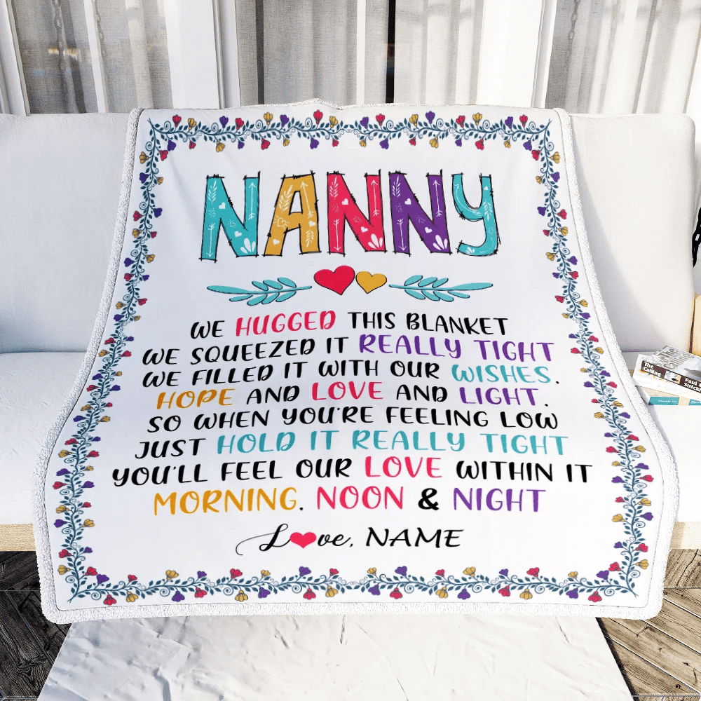 Personalized Nanny Blanket From Kids We Hugged This Blanket Nanny Birthday Mothers Day Christmas Customized Fleece Blanket