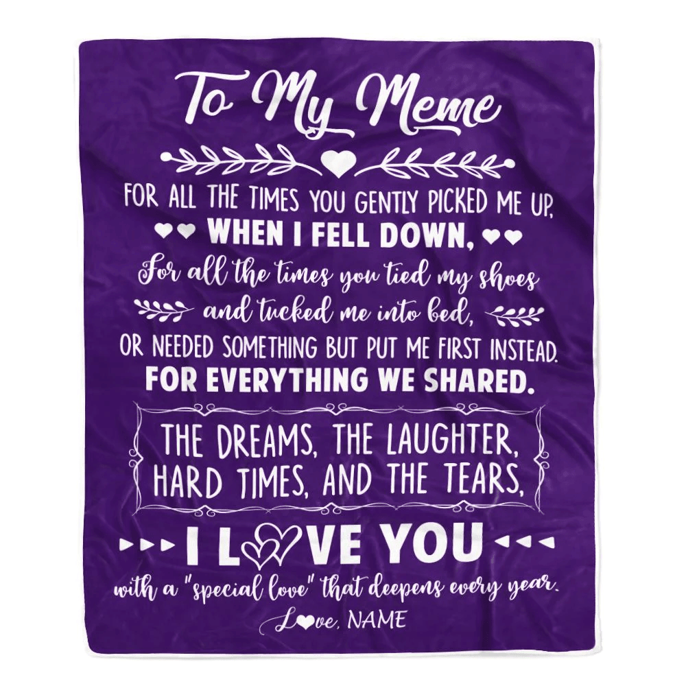 Personalized To My Meme Blanket From Grandkids I Love You With A Special Love Meme Birthday Mothers Day Christmas Customized Fleece Throw Blanket