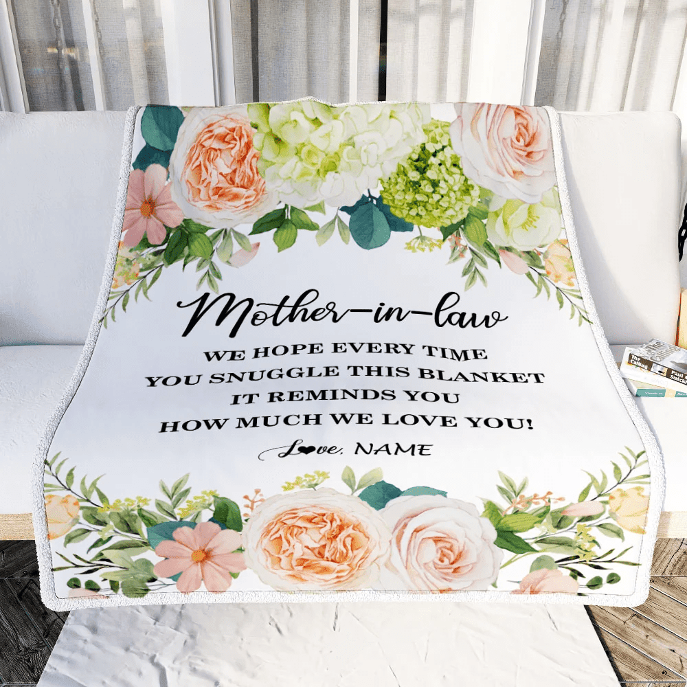 Personalized To My Mother In Law Blanket How Much We Love You Flower Mother In Law Birthday Mothers Daythanksgiving Christmas Fleece Throw Blanket