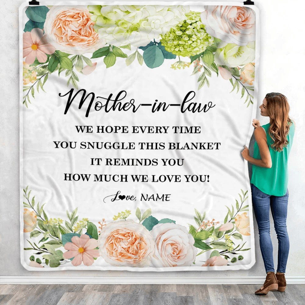 Personalized To My Mother In Law Blanket How Much We Love You Flower Mother In Law Birthday Mothers Daythanksgiving Christmas Fleece Throw Blanket