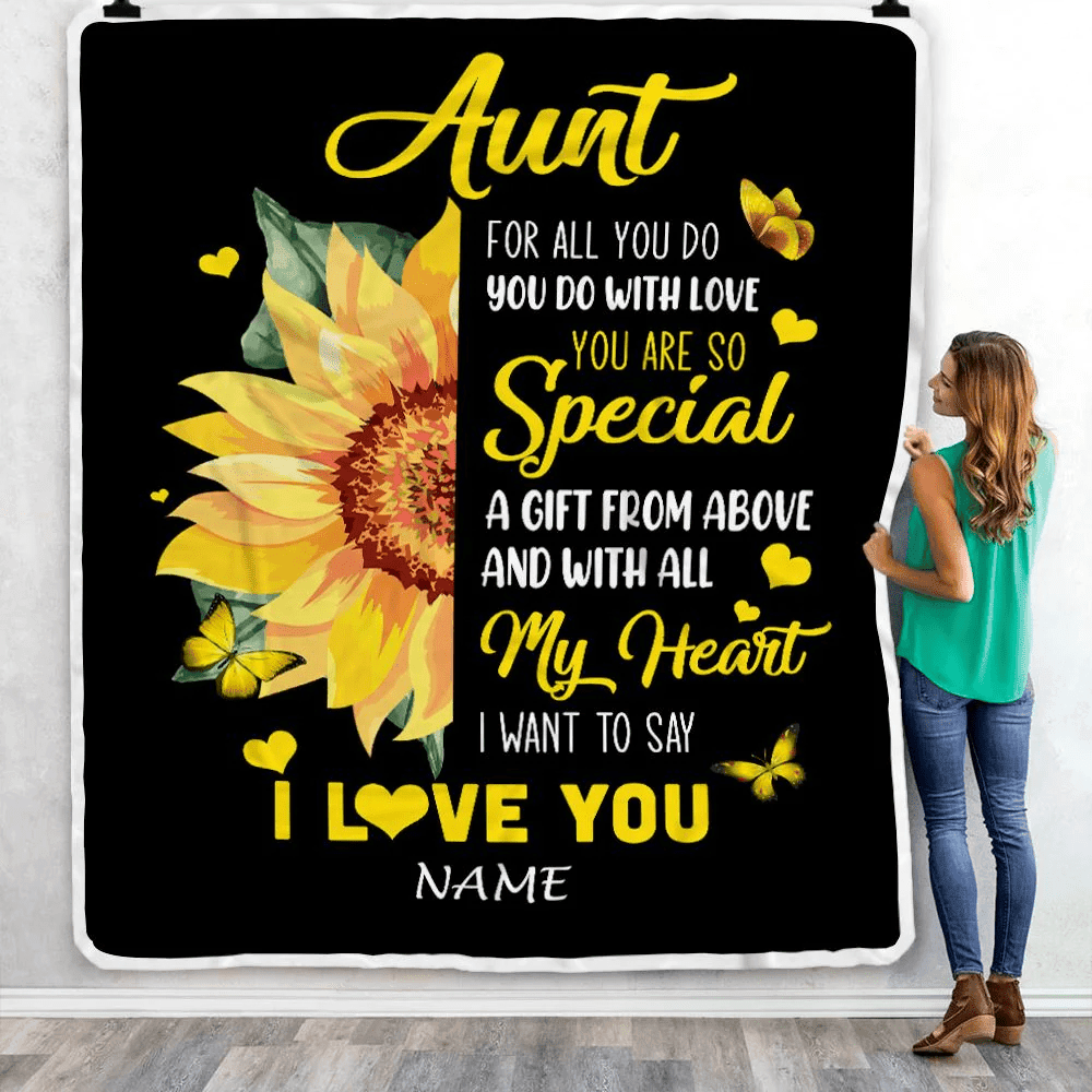 Personalized To My Aunt Blanket From Niece Nephew I Want To Say I Love You Sunfower Aunt Mothers Day Birthday Thanksgiving Christmas Customized Fleece Blanket