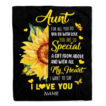 Personalized To My Aunt Blanket From Niece Nephew I Want To Say I Love You Sunfower Aunt Mothers Day Birthday Thanksgiving Christmas Customized Fleece Blanket