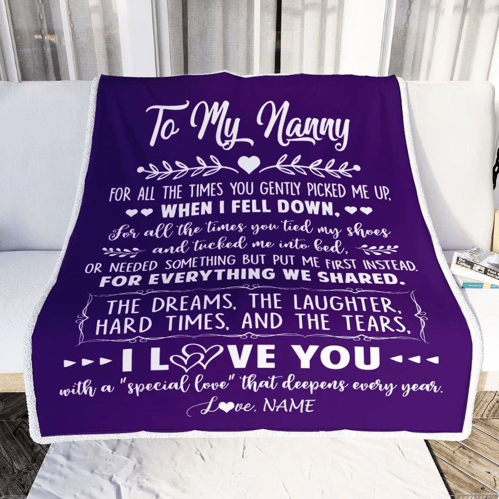 Personalized To My Nanny Blanket From Kids I Love You With A Special Love Nanny Birthday Mothers Day Christmas Customized Fleece Throw Blanket
