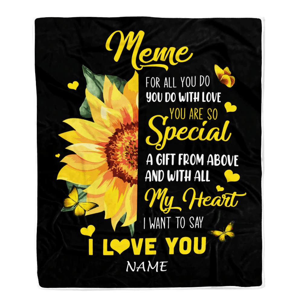 Personalized To My Meme Blanket From Grandkids Granddaughter I Want To Say I Love You Sunfower Meme Birthday Mothers Day Christmas Customized Fleece Blanket