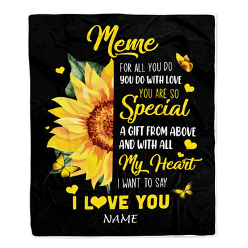 Personalized To My Meme Blanket From Grandkids Granddaughter I Want To Say I Love You Sunfower Meme Birthday Mothers Day Christmas Customized Fleece Blanket