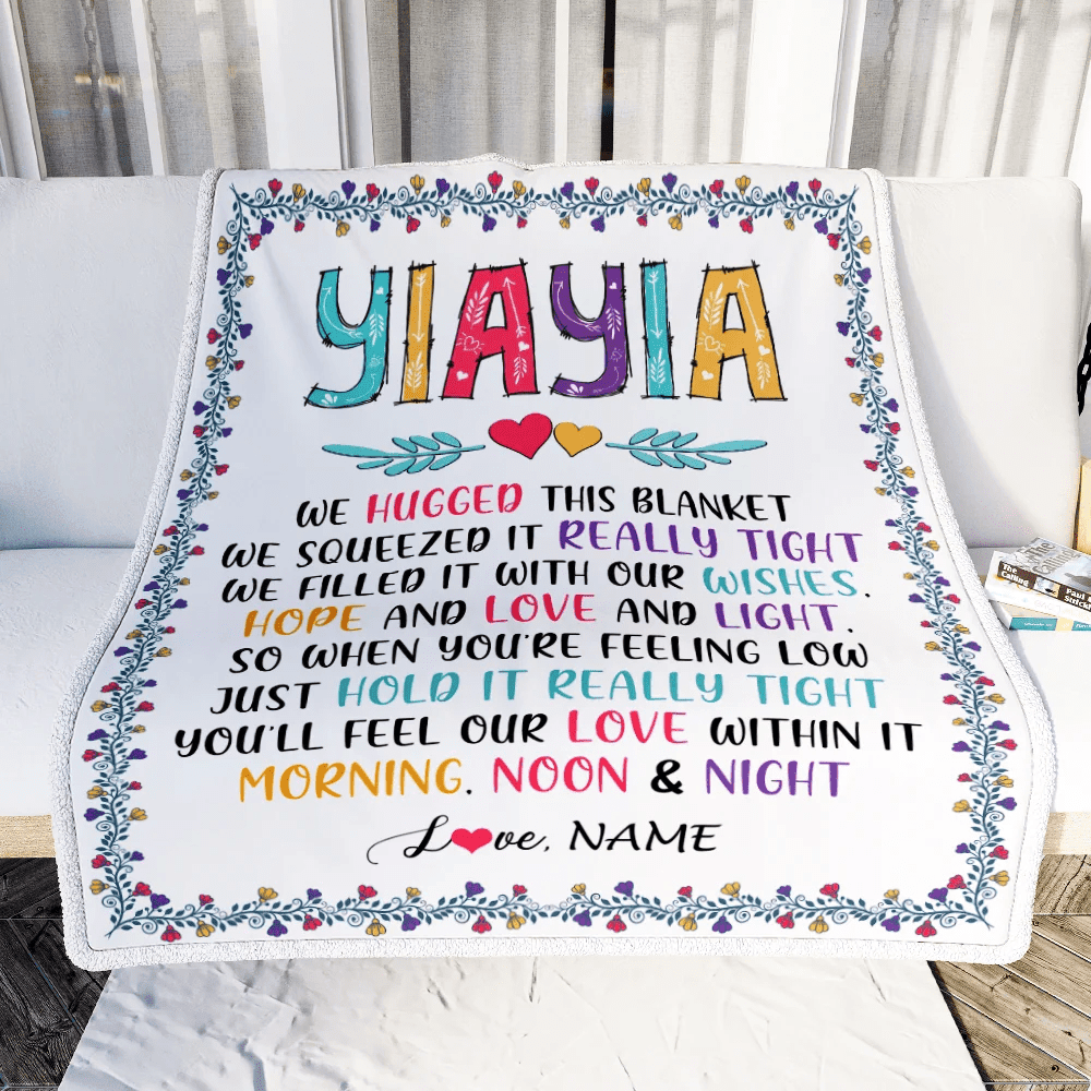 Personalized Yiayia Blanket From Grandkids We Hugged This Blanket Yiayia Birthday Mothers Day Christmas Customized Fleece Blanket