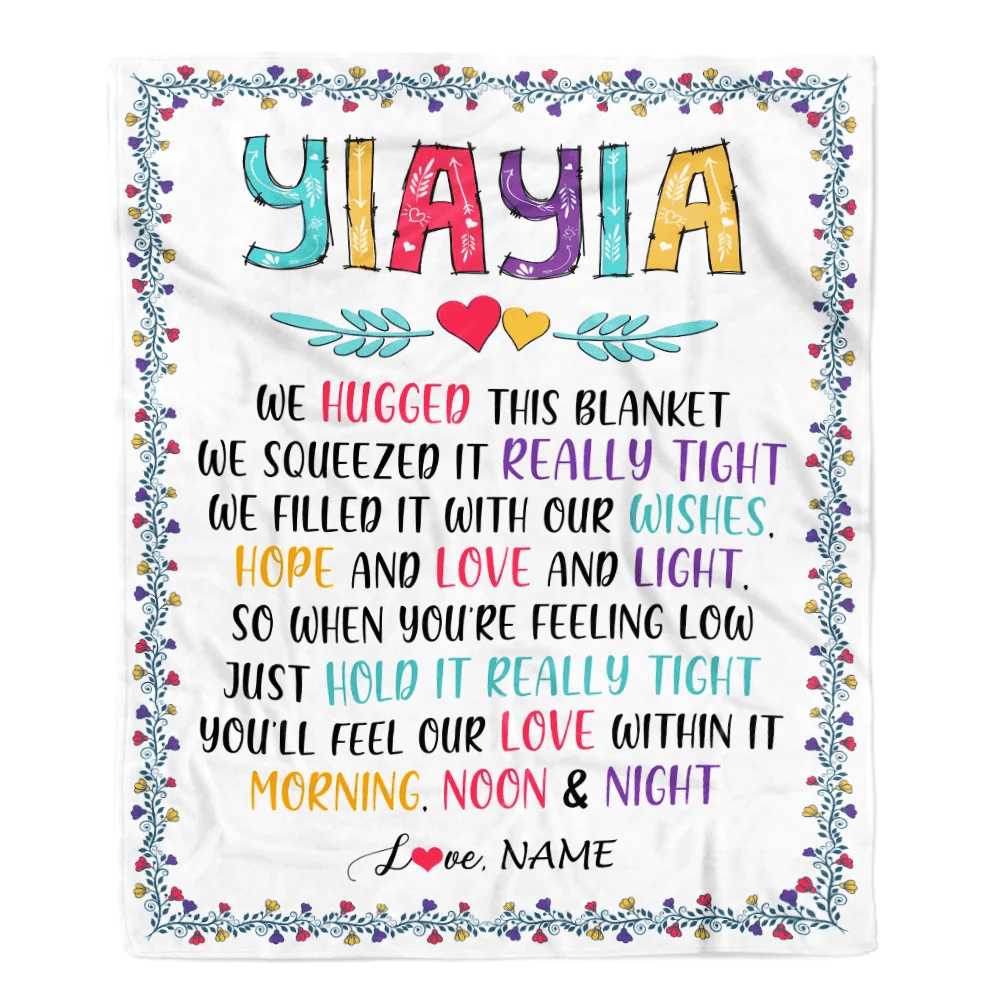 Personalized Yiayia Blanket From Grandkids We Hugged This Blanket Yiayia Birthday Mothers Day Christmas Customized Fleece Blanket