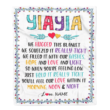 Personalized Yiayia Blanket From Grandkids We Hugged This Blanket Yiayia Birthday Mothers Day Christmas Customized Fleece Blanket