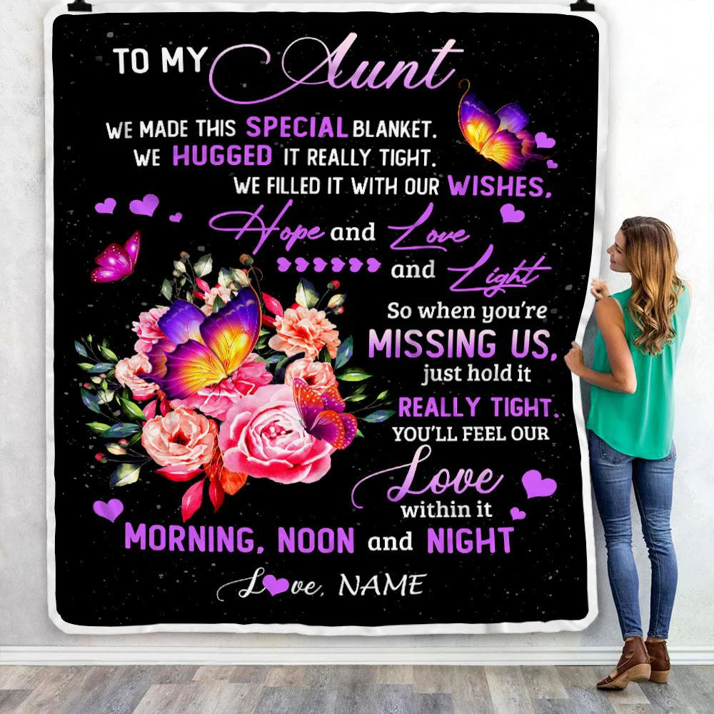 Personalized Aunt Blanket From Niece Nephew We Made This Special Blanket Flower Aunt Birthday Mothers Day Christmas Customized Fleece Throw Blanket