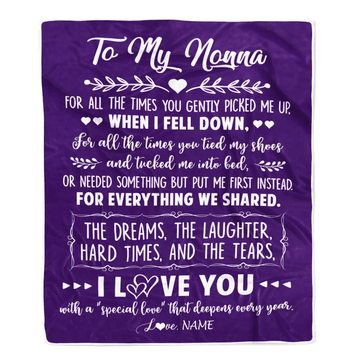 Personalized To My Nonna Blanket From Grandkids I Love You With A Special Love Nonna Birthday Mothers Day Christmas Customized Fleece Throw Blanket