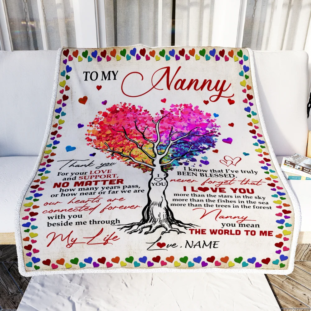 Personalized To My Nanny Blanket From Kids Never Forget That I Love You You Mean The World to Me Nanny Birthday Mothers Day Christmas Fleece Blanket