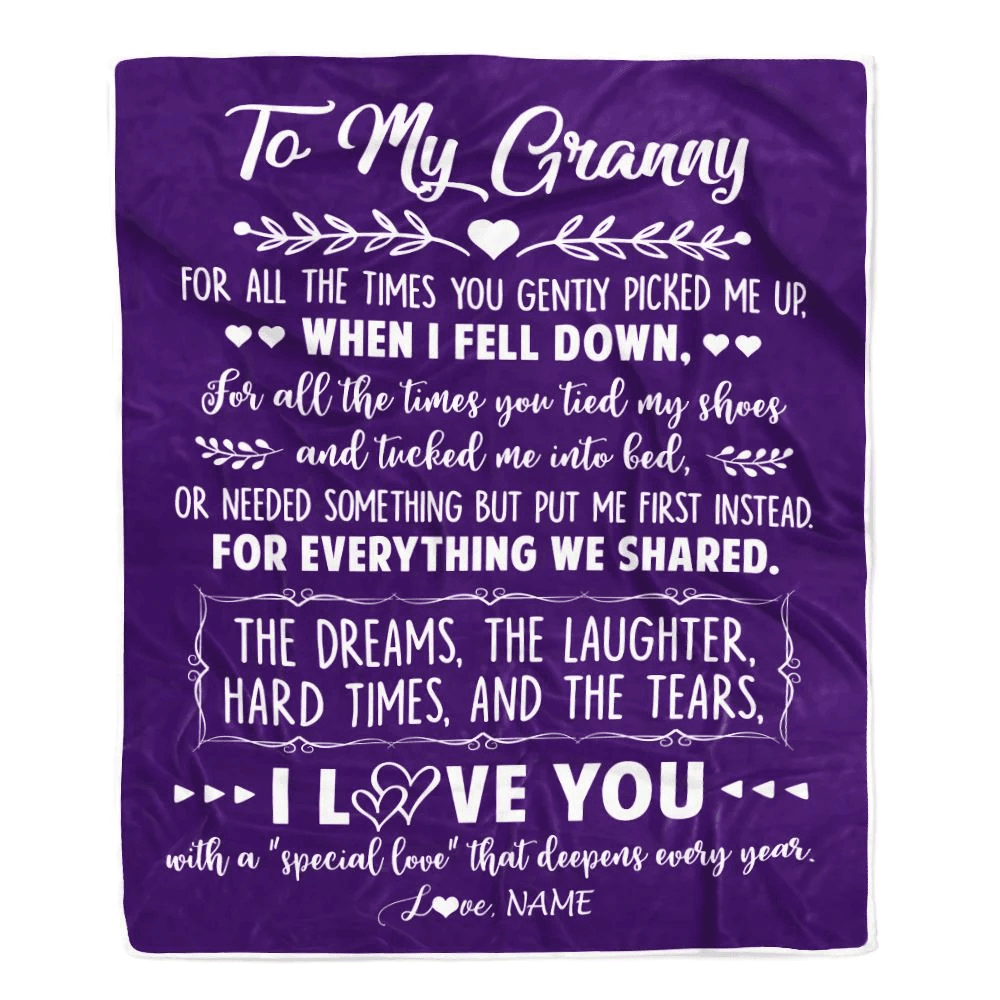 Personalized To My Granny Blanket From Grandkids I Love You With A Special Love Granny Birthday Mothers Day Christmas Customized Fleece Throw Blanket
