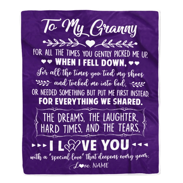 Personalized To My Granny Blanket From Grandkids I Love You With A Special Love Granny Birthday Mothers Day Christmas Customized Fleece Throw Blanket