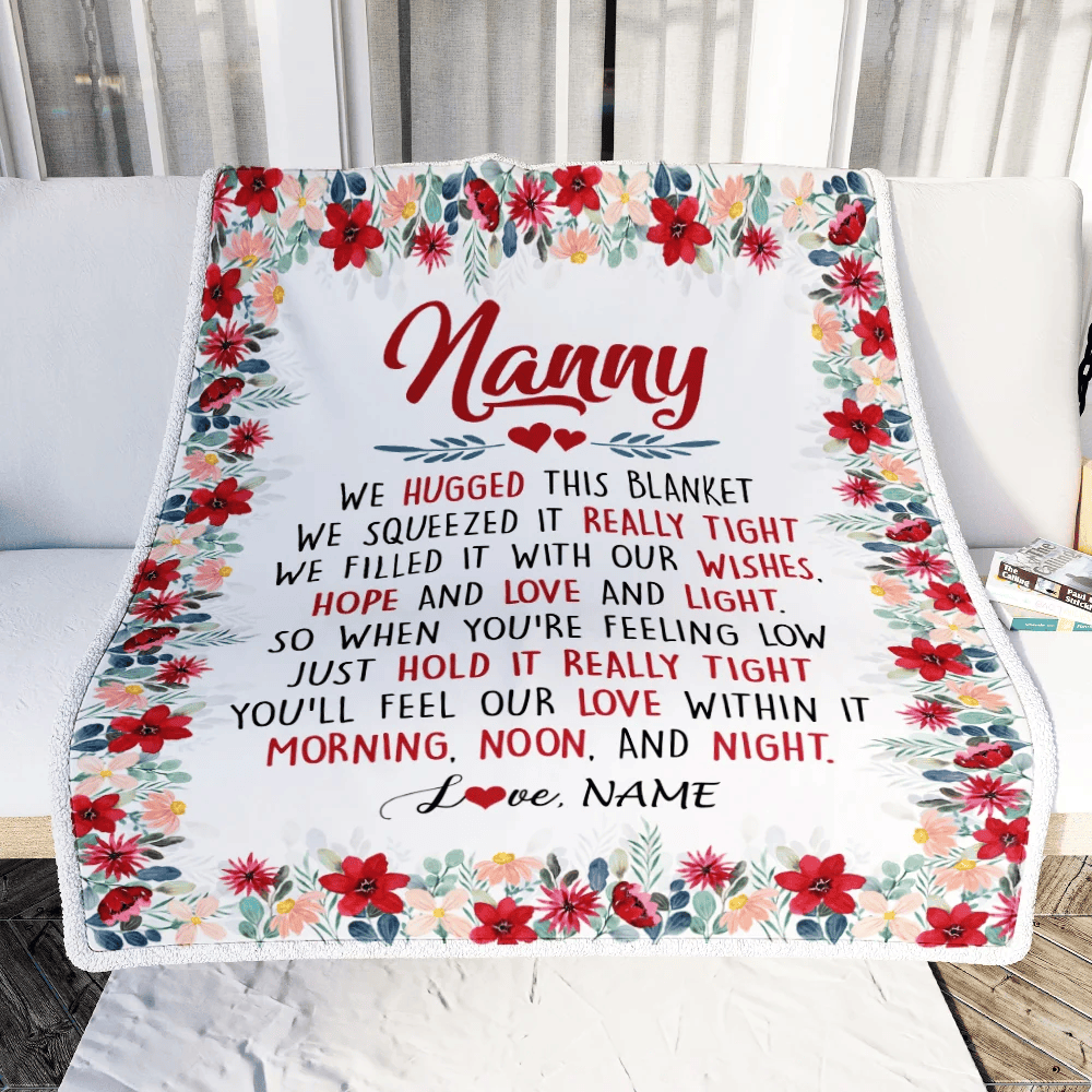 Personalized Nanny Blanket From Kids We Hugged This Blanket Nanny Birthday Mothers Day Christmas Customized Fleece Throw Blanket