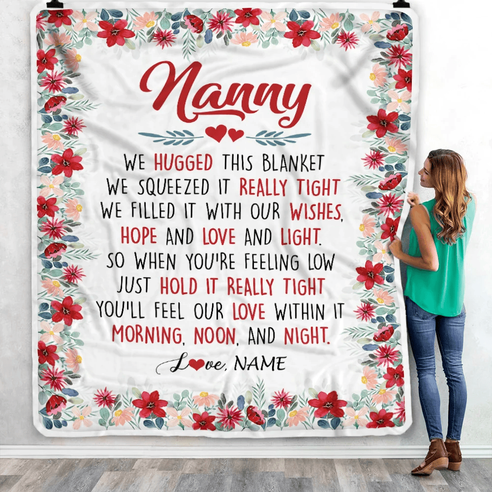 Personalized Nanny Blanket From Kids We Hugged This Blanket Nanny Birthday Mothers Day Christmas Customized Fleece Throw Blanket