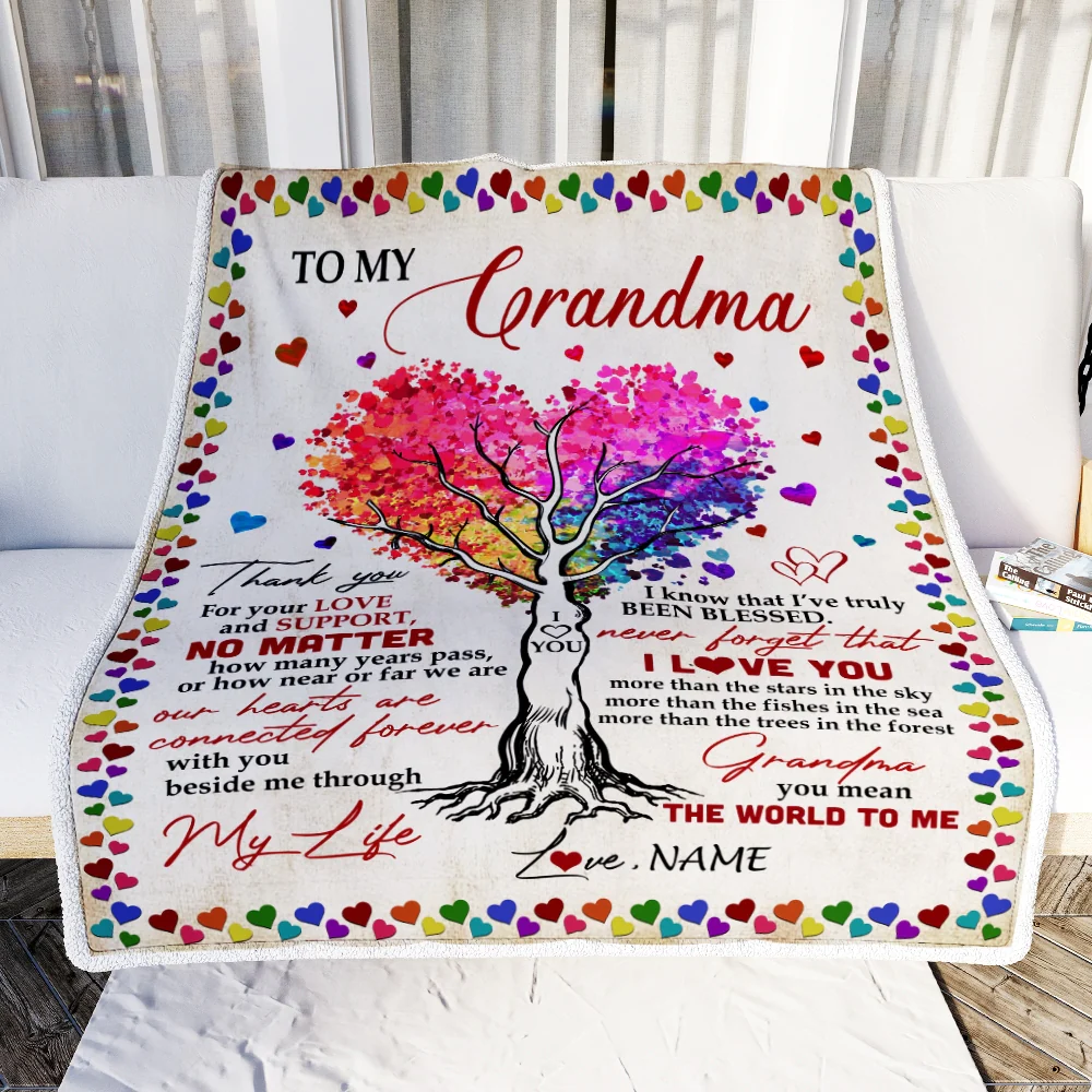 Personalized To My Grandma Blanket From Grandkids Never Forget That I Love You You Mean The World to Me Grandma Birthday Mothers Day Christmas Fleece Blanket