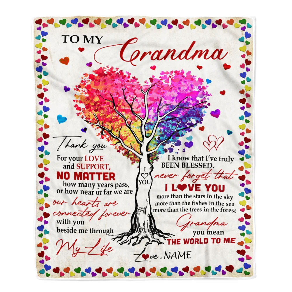 Personalized To My Grandma Blanket From Grandkids Never Forget That I Love You You Mean The World to Me Grandma Birthday Mothers Day Christmas Fleece Blanket