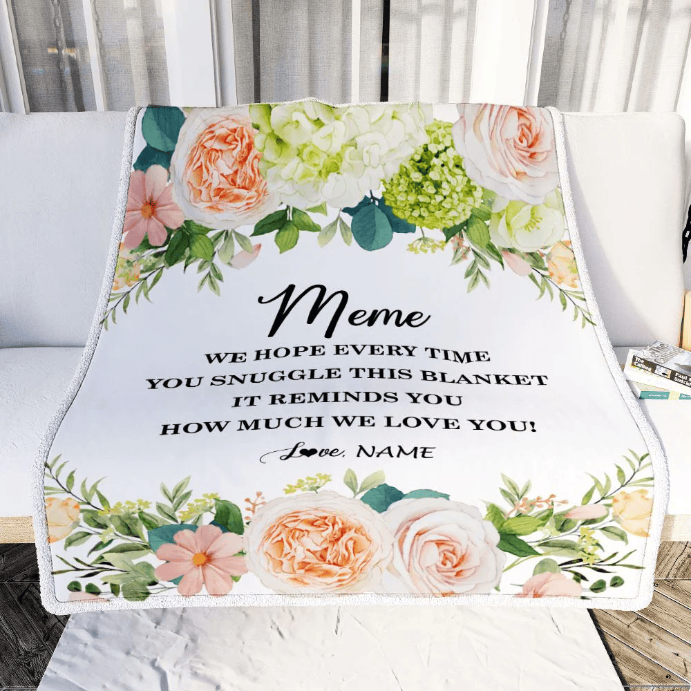 Personalized To My Meme Blanket From Grandkids How Much We Love You Flower Meme Birthday Mothers Day Christmas Customized Fleece Throw Blanket