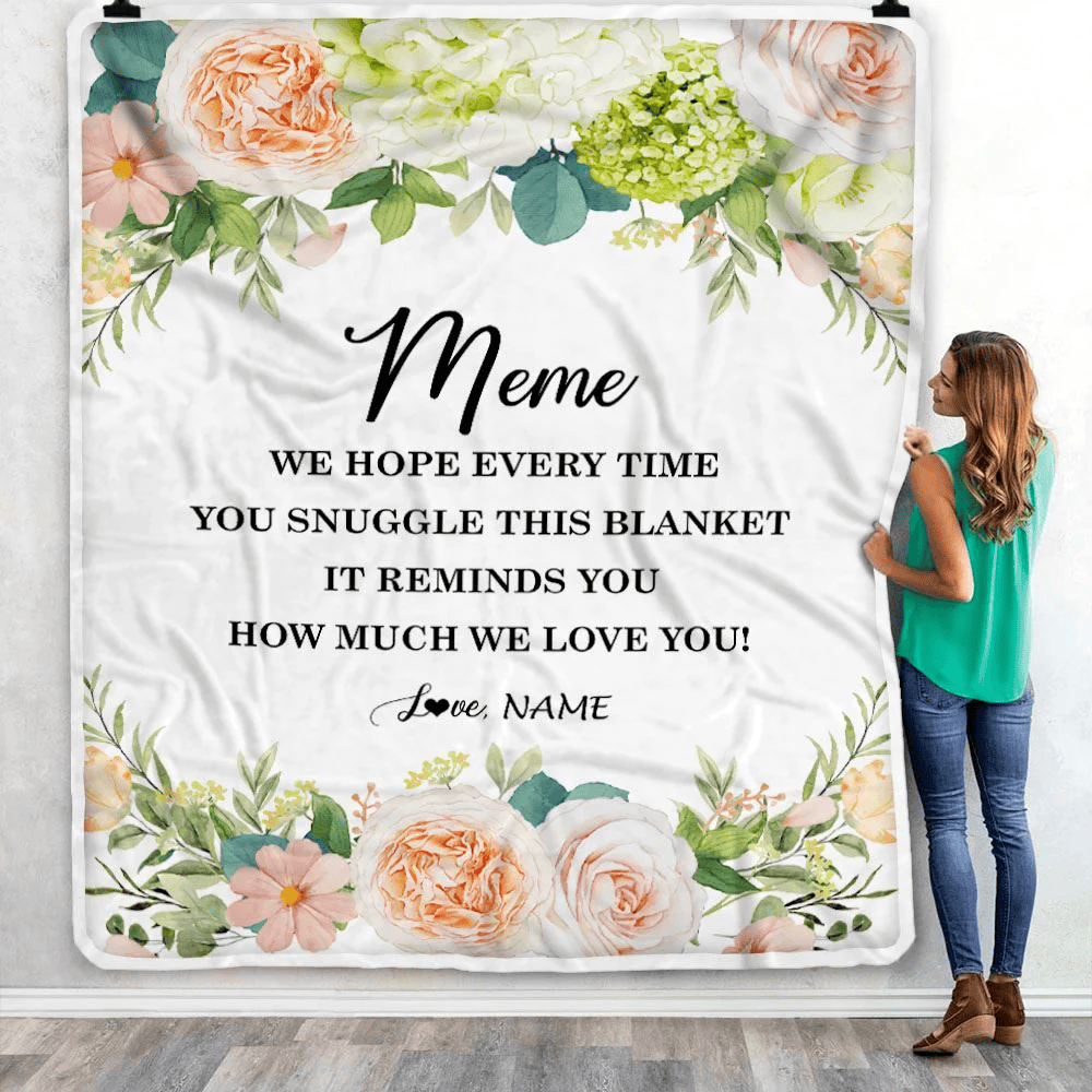 Personalized To My Meme Blanket From Grandkids How Much We Love You Flower Meme Birthday Mothers Day Christmas Customized Fleece Throw Blanket