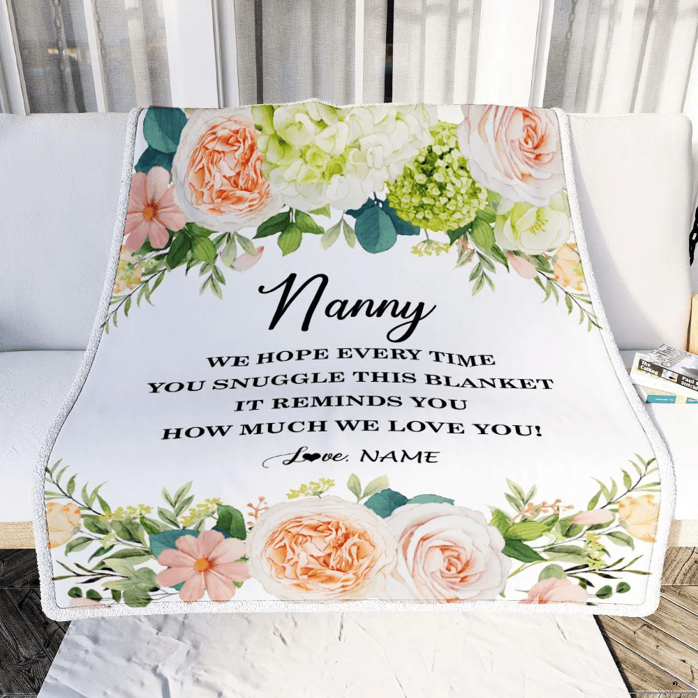 Personalized To My Nanny Blanket From Kids How Much We Love You Flower Nanny Birthday Mothers Day Christmas Customized Fleece Throw Blanket