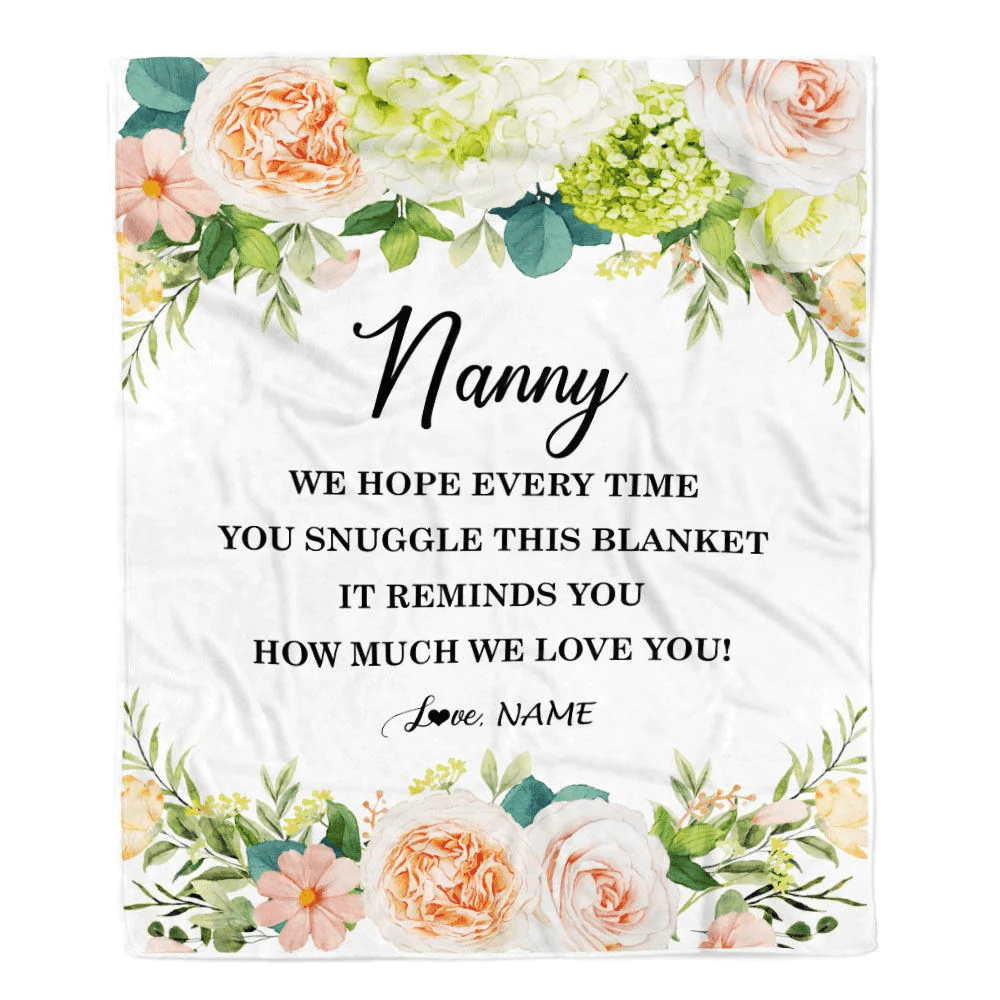 Personalized To My Nanny Blanket From Kids How Much We Love You Flower Nanny Birthday Mothers Day Christmas Customized Fleece Throw Blanket