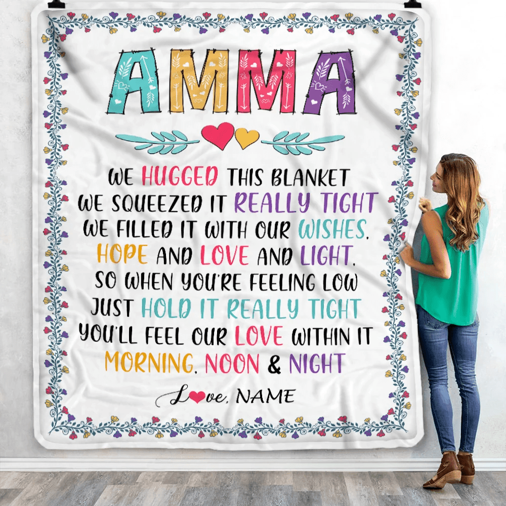 Personalized Amma Blanket From Grandkids We Hugged This Blanket Amma Birthday Mothers Day Christmas Customized Fleece Blanket